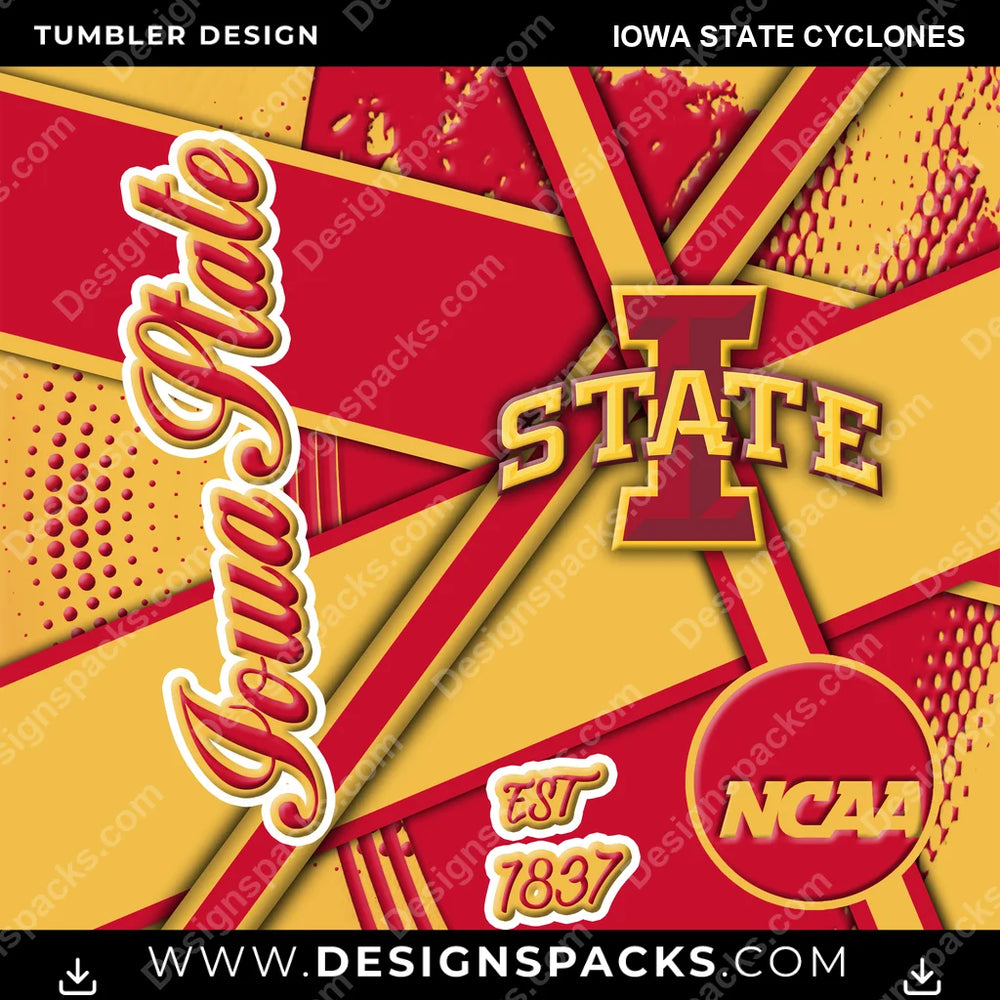 College Sport Team Sport Iowa State Cyclones NCAA College Sport Tumbler Digital Wrap Design Download