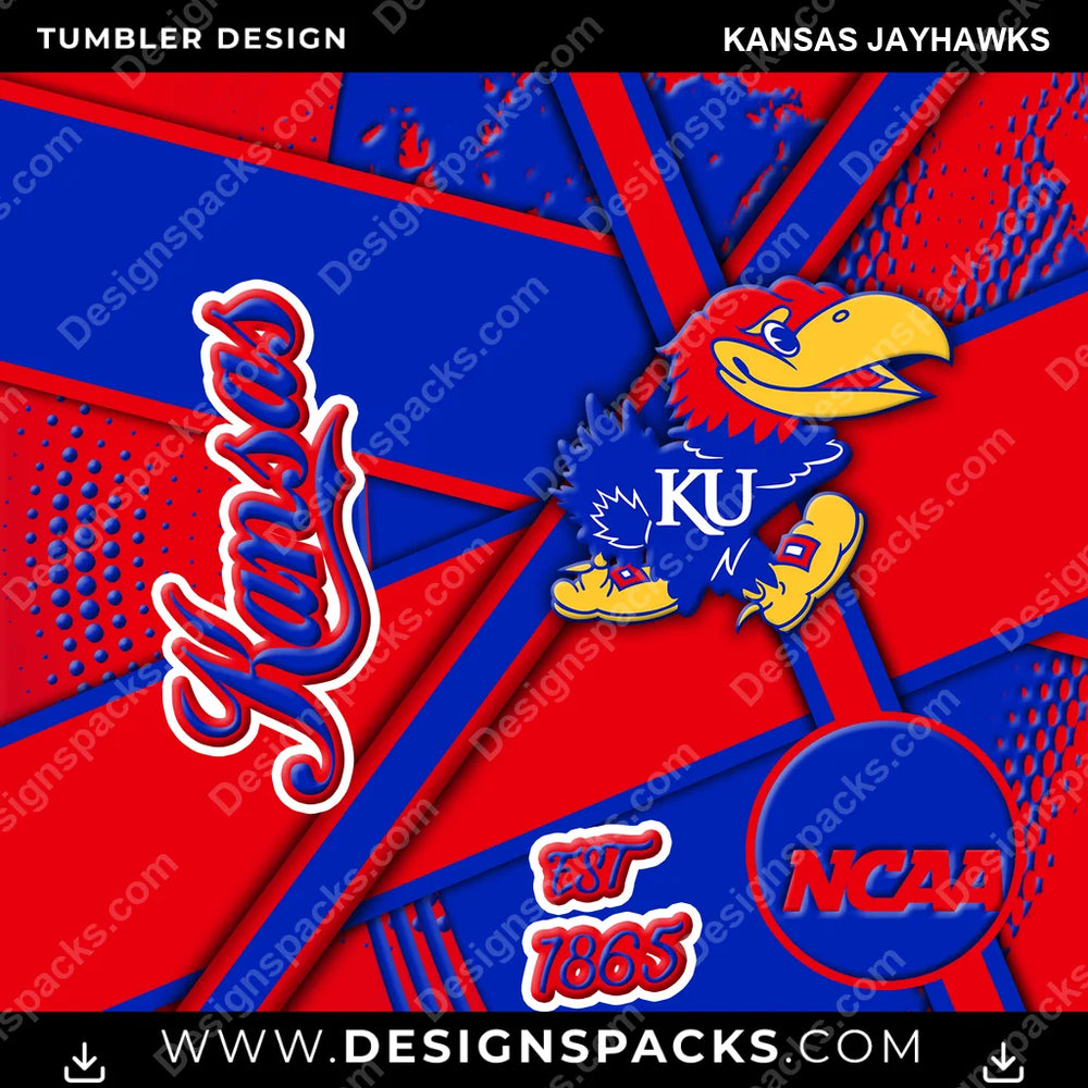 College Sport Team Sport Kansas Jayhawks NCAA College Sport Tumbler Digital Wrap Design Download