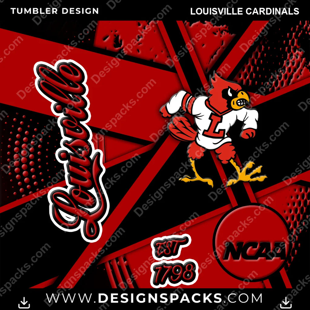 College Sport Team Sport Louisville Cardinals NCAA College Sport Tumbler Digital Wrap Design Download