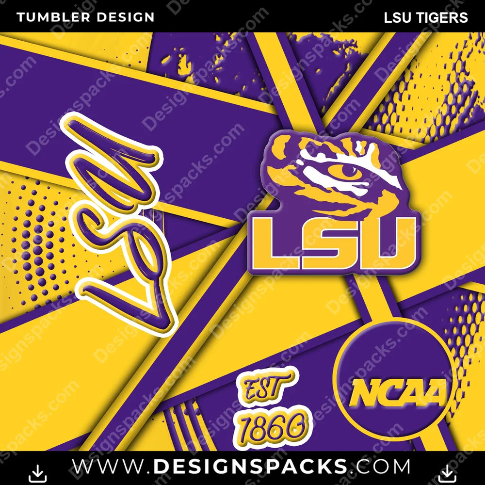 College Sport Team Sport LSU Tigers NCAA College Sport Tumbler Digital Wrap Design Download