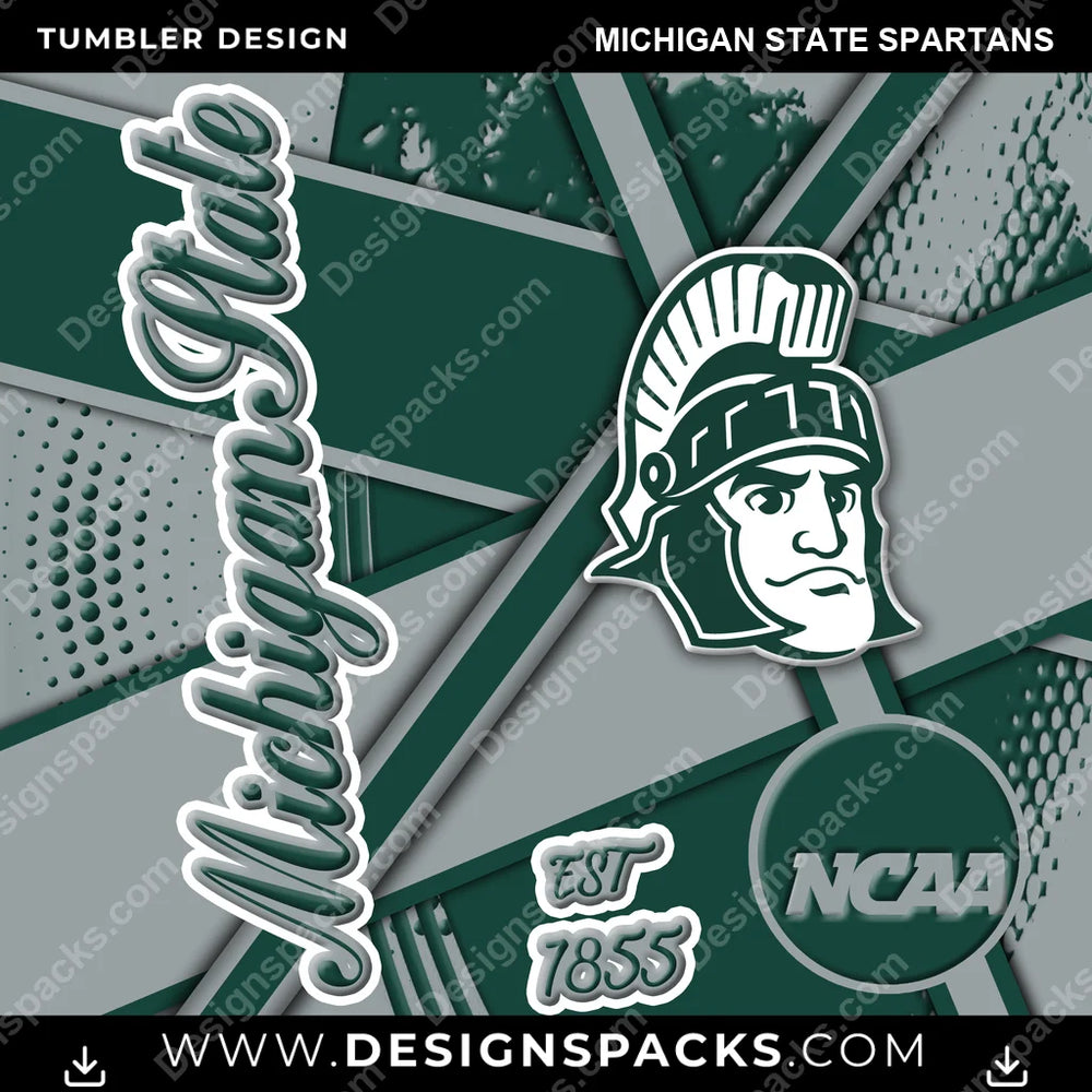 College Sport Team Sport Michigan State Spartans NCAA College Sport Tumbler Digital Wrap Design Download