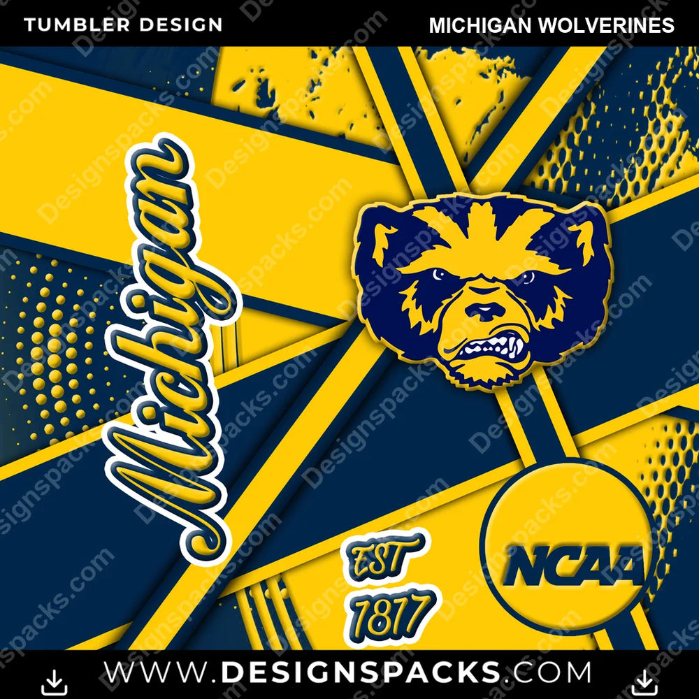 College Sport Team Sport Michigan Wolverines NCAA College Sport Tumbler Digital Wrap Design Download