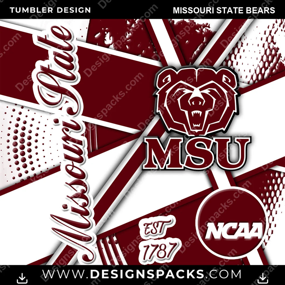 College Sport Team Sport Missouri State Bears NCAA College Sport Tumbler Digital Wrap Design Download