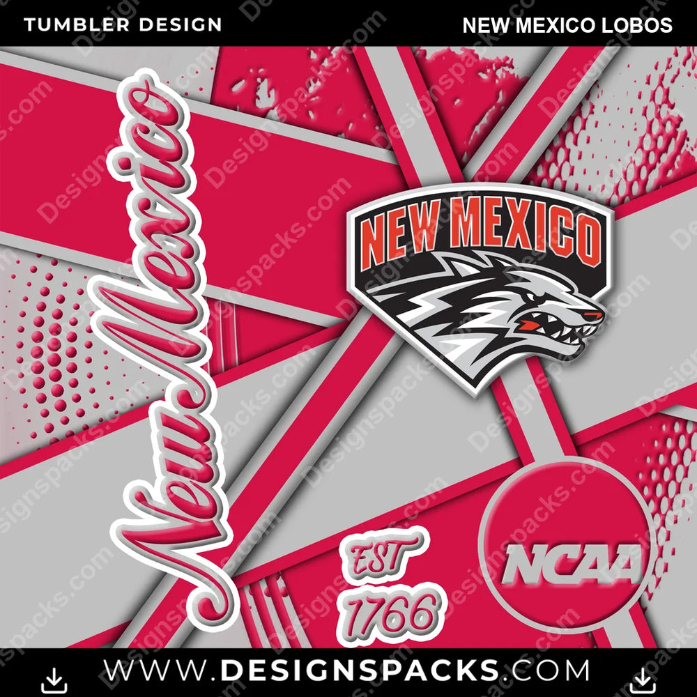 College Sport Team Sport New Mexico Lobos NCAA College Sport Tumbler Digital Wrap Design Download