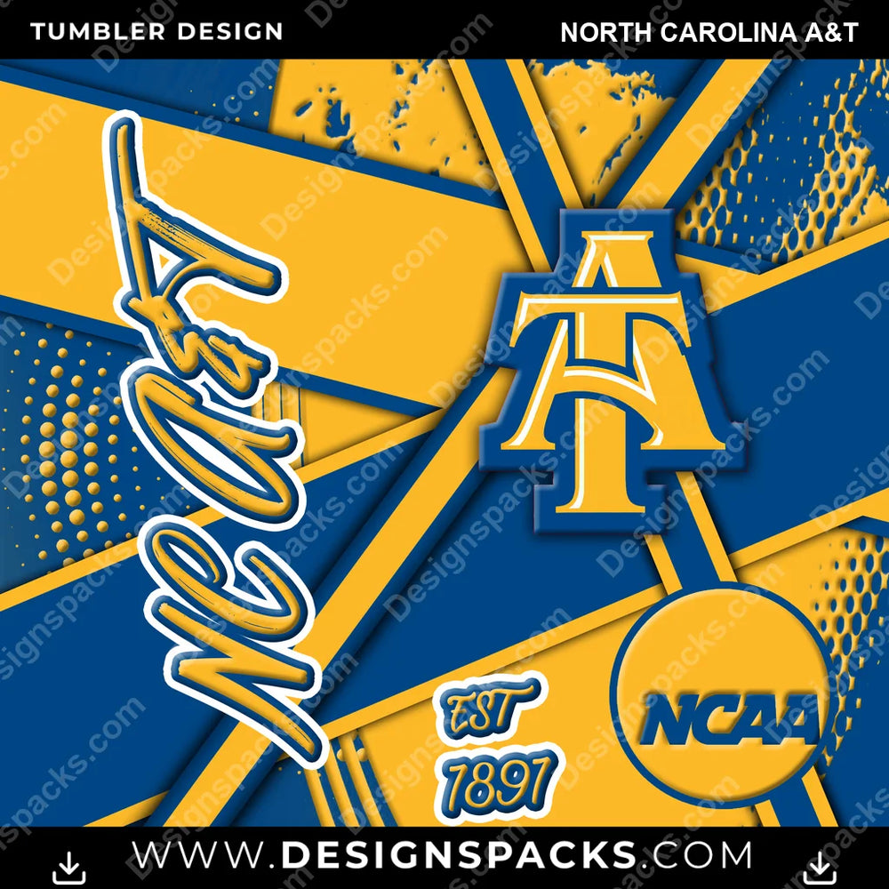 College Sport Team Sport North Carolina A&T NCAA College Sport Tumbler Digital Wrap Design Download