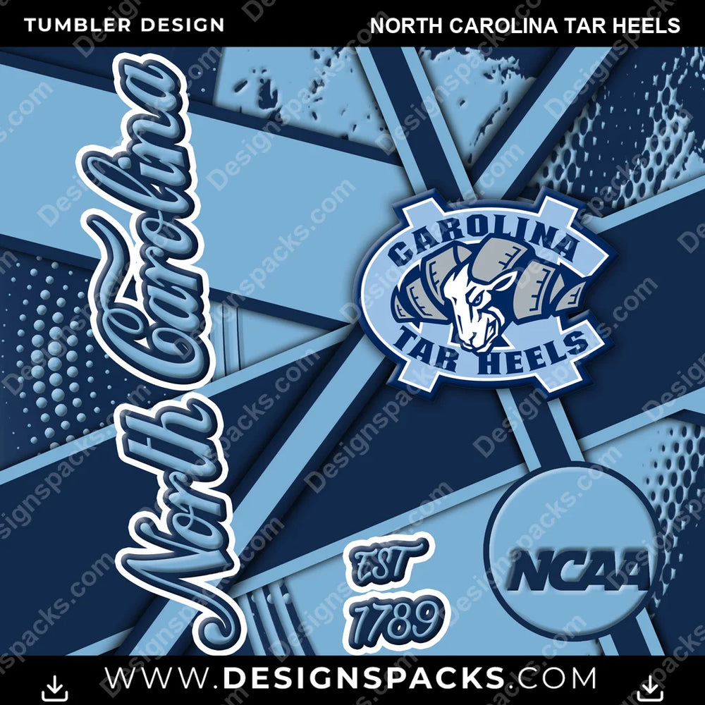 College Sport Team Sport North Carolina Tar Heels NCAA College Sport Tumbler Digital Wrap Design Download