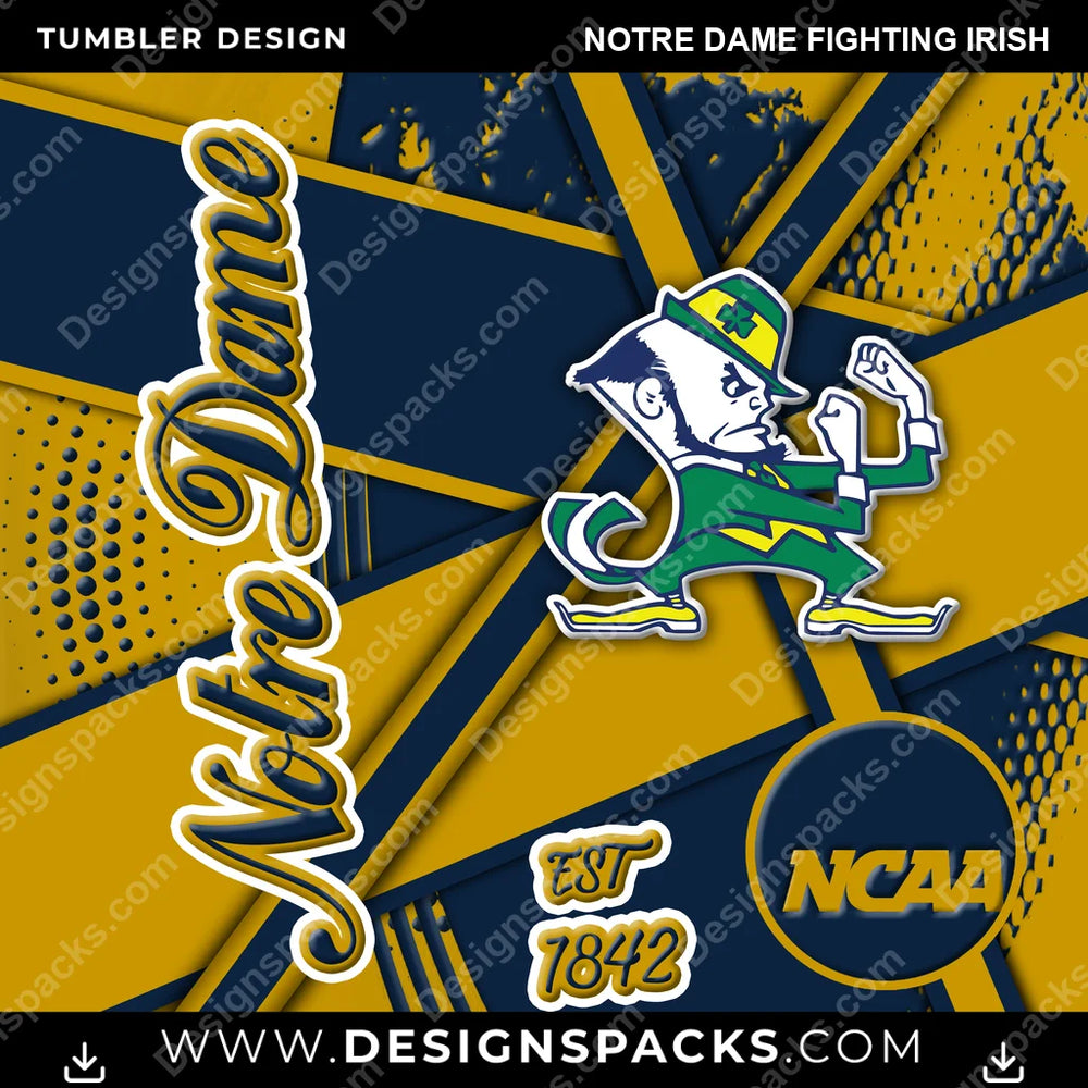 College Sport Team Sport Notre Dame Fighting Irish NCAA College Sport Tumbler Digital Wrap Design Download