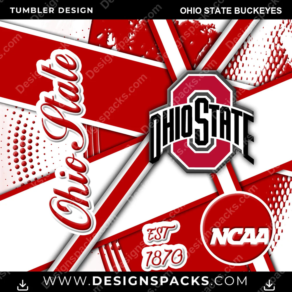 College Sport Team Sport Ohio State Buckeyes NCAA College Sport Tumbler Digital Wrap Design Download