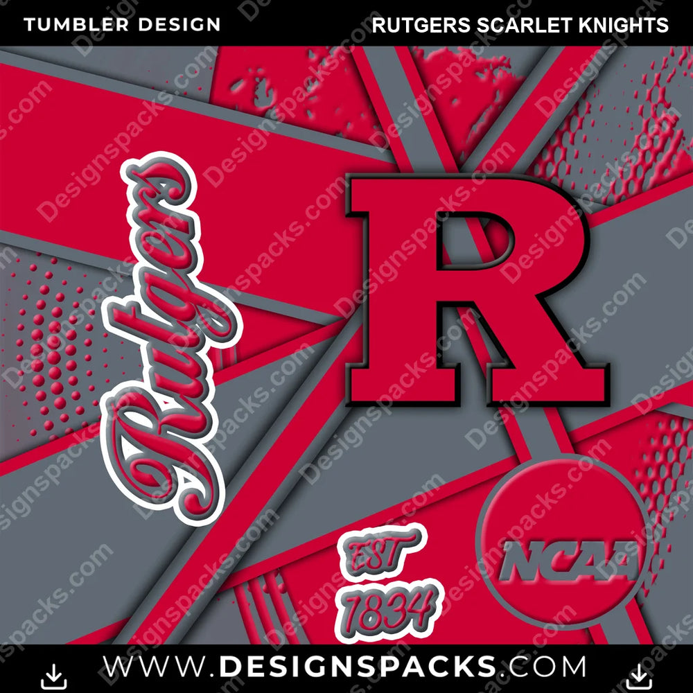 College Sport Team Sport Rutgers Scarlet Knights NCAA College Sport Tumbler Digital Wrap Design Download