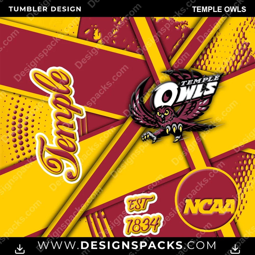 College Sport Team Sport Temple Owls NCAA College Sport Tumbler Digital Wrap Design Download
