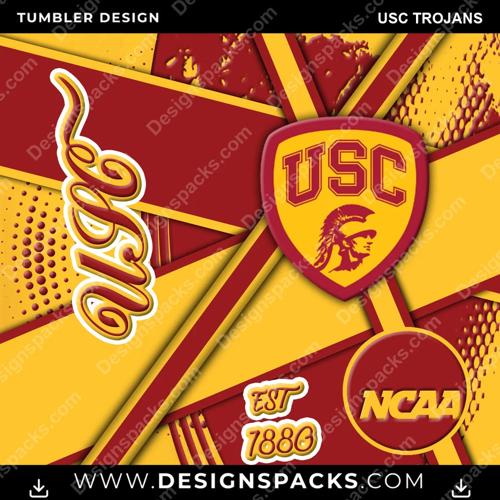 College Sport Team Sport USC Trojans NCAA College Sport Tumbler Digital Wrap Design Download