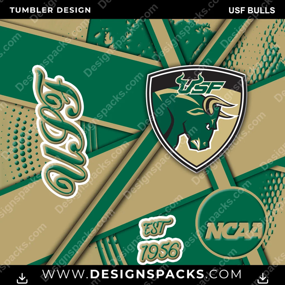 College Sport Team Sport USF Bulls NCAA College Sport Tumbler Digital Wrap Design Download