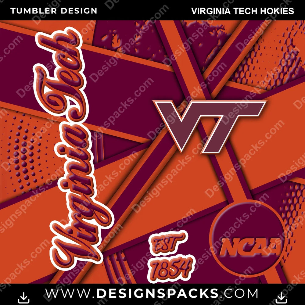 College Sport Team Sport Virginia Tech Hokies NCAA College Sport Tumbler Digital Wrap Design Download