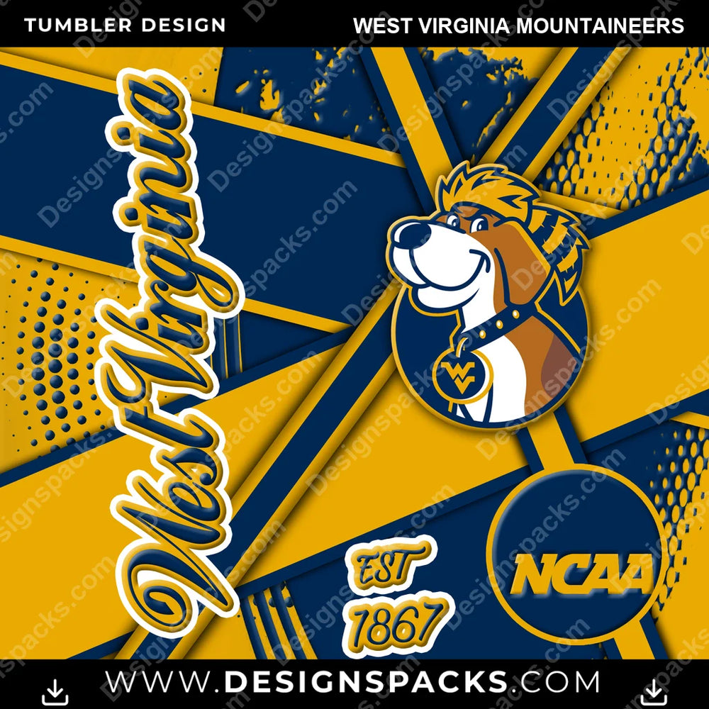 College Sport Team Sport West Virginia Mountaineers NCAA College Sport Tumbler Digital Wrap Design Download
