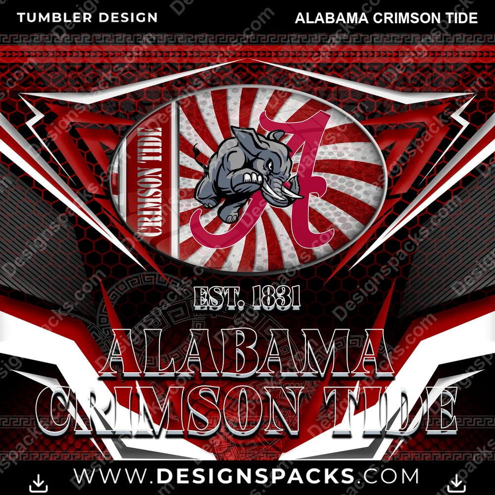 College Sport Tribal Alabama Crimson Tide NCAA College Sport Tumbler Digital Wrap Design Download