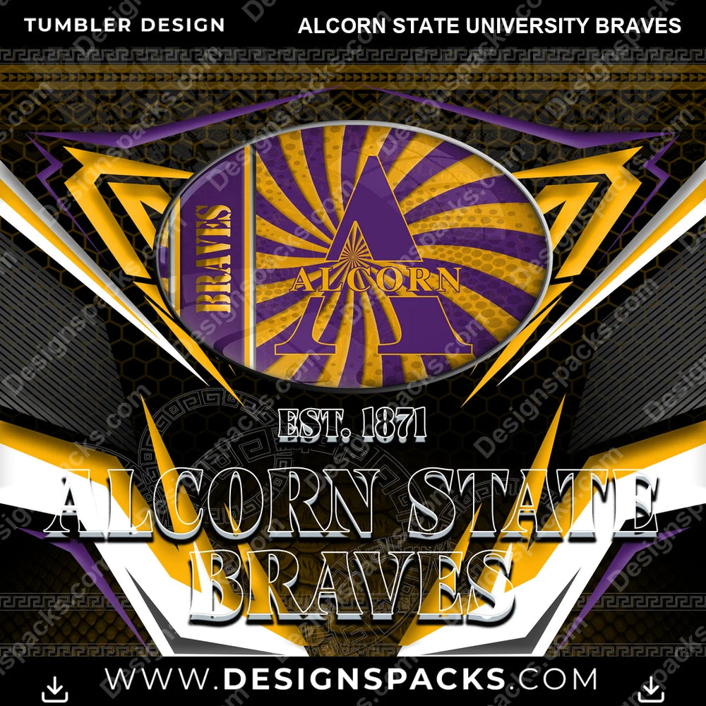 College Sport Tribal Alcorn State University Braves NCAA College Sport Tumbler Digital Wrap Design Download