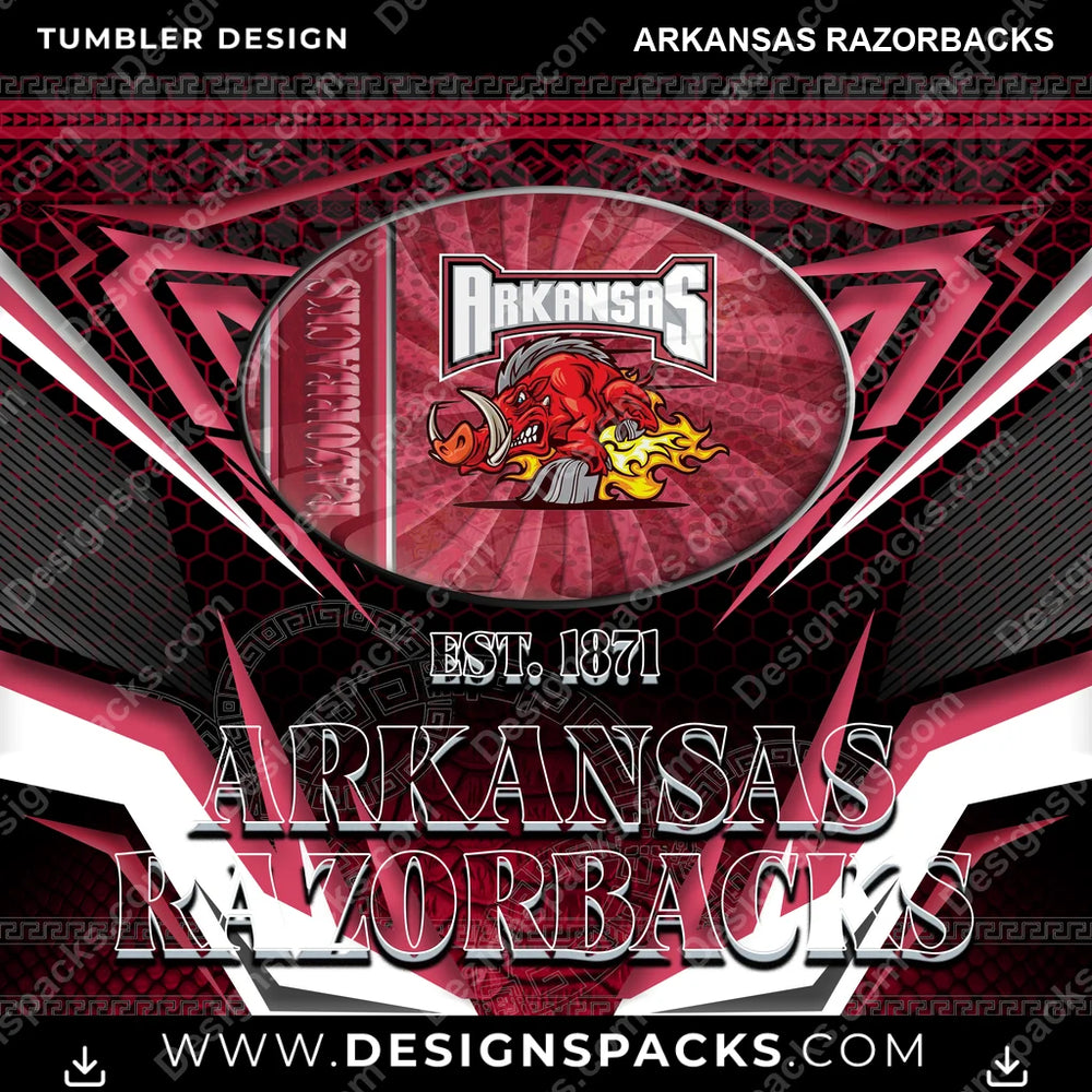 College Sport Tribal Arkansas Razorbacks NCAA College Sport Tumbler Digital Wrap Design Download