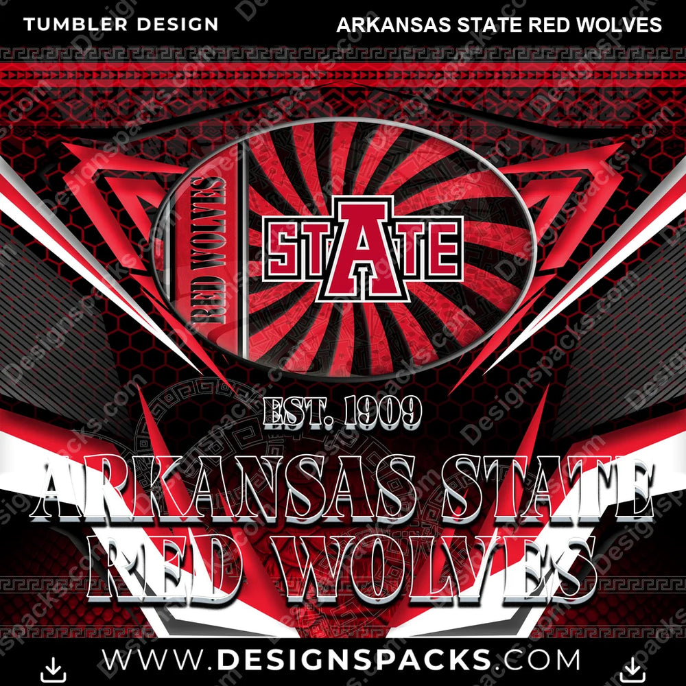 College Sport Tribal Arkansas State Red Wolves NCAA College Sport Tumbler Digital Wrap Design Download