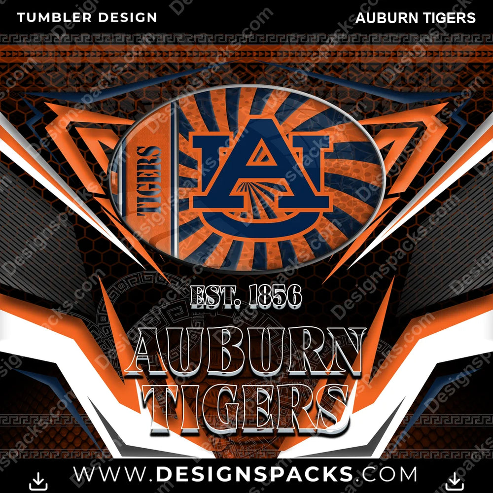 College Sport Tribal Auburn Tigers NCAA College Sport Tumbler Digital Wrap Design Download