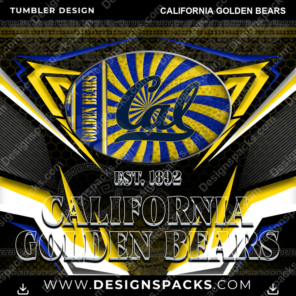 College Sport Tribal California Golden Bears NCAA College Sport Tumbler Digital Wrap Design Download