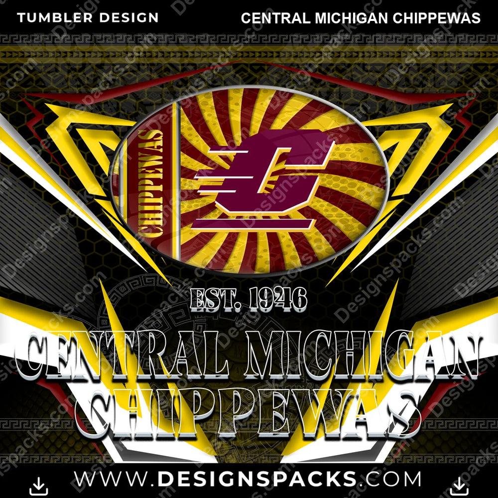 College Sport Tribal Central Michigan Chippewas NCAA College Sport Tumbler Digital Wrap Design Download