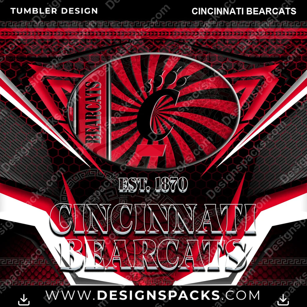 College Sport Tribal Cincinnati Bearcats NCAA College Sport Tumbler Digital Wrap Design Download