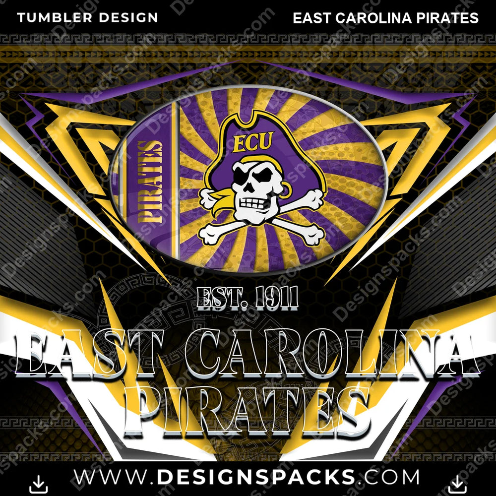 College Sport Tribal East Carolina Pirates NCAA College Sport Tumbler Digital Wrap Design Download