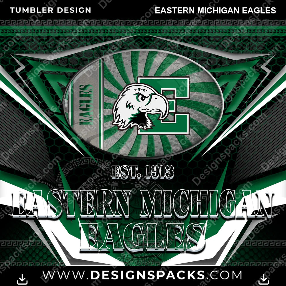 College Sport Tribal Eastern Michigan Eagles NCAA College Sport Tumbler Digital Wrap Design Download