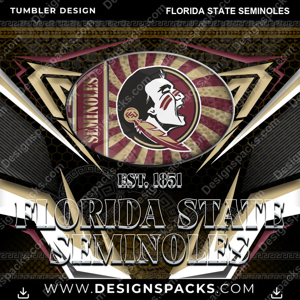 College Sport Tribal Florida State Seminoles NCAA College Sport Tumbler Digital Wrap Design Download
