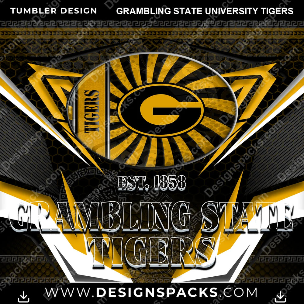 College Sport Tribal Grambling State University Tigers NCAA College Sport Tumbler Digital Wrap Design Download