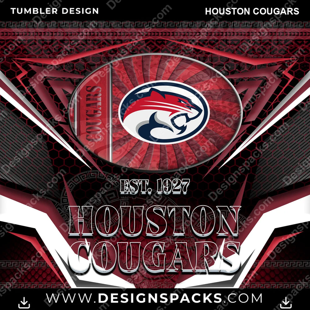 College Sport Tribal Houston Cougars NCAA College Sport Tumbler Digital Wrap Design Download