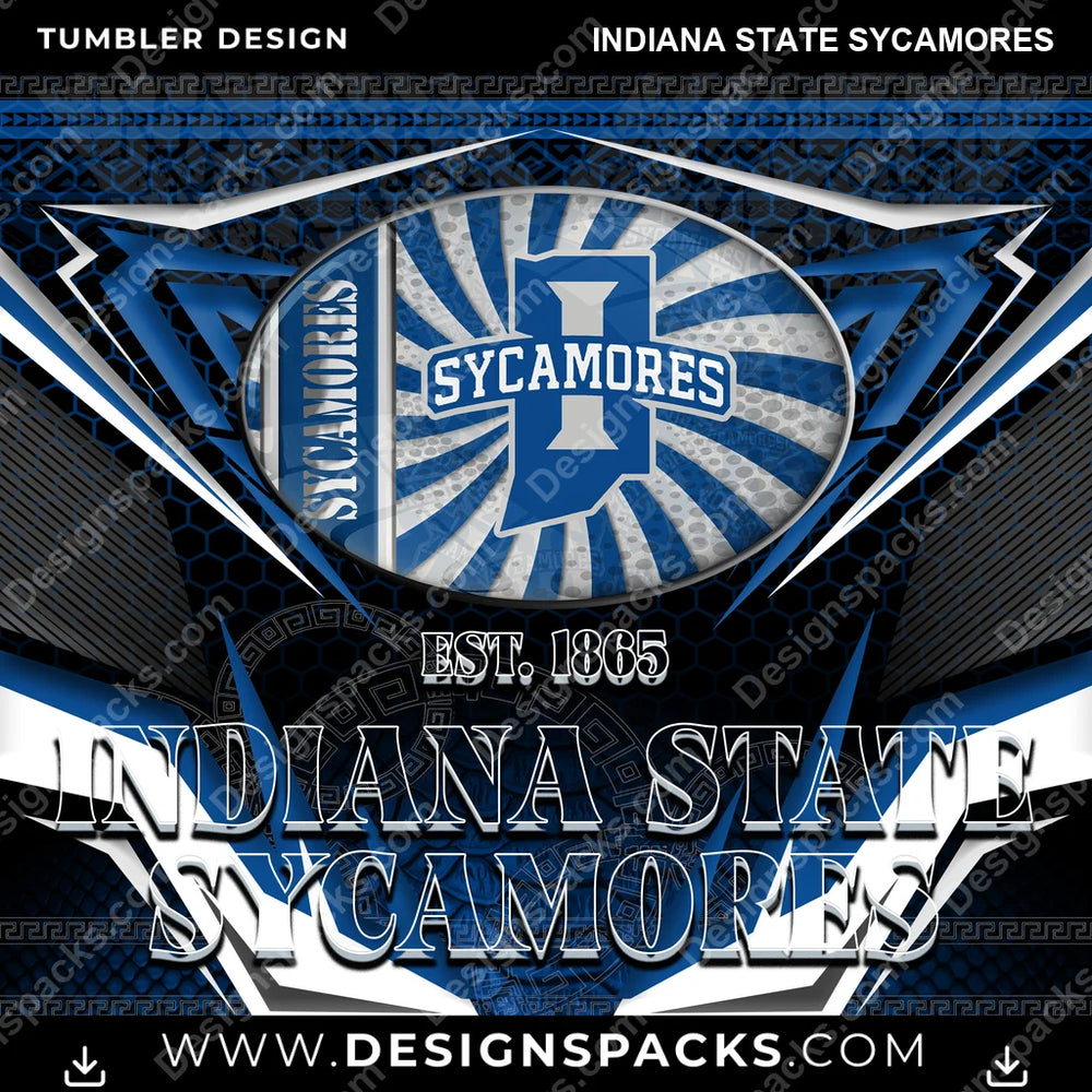 College Sport Tribal Indiana State Sycamores NCAA College Sport Tumbler Digital Wrap Design Download