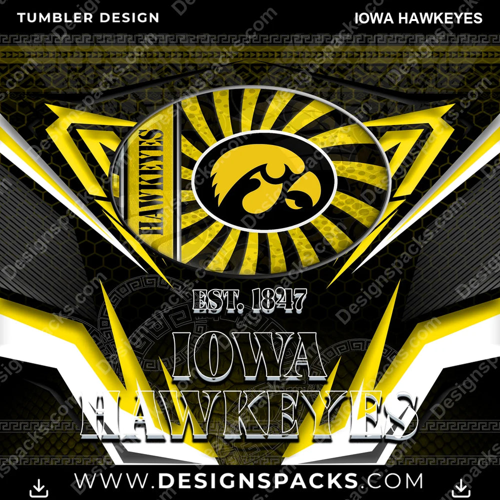 College Sport Tribal Iowa Hawkeyes NCAA College Sport Tumbler Digital Wrap Design Download
