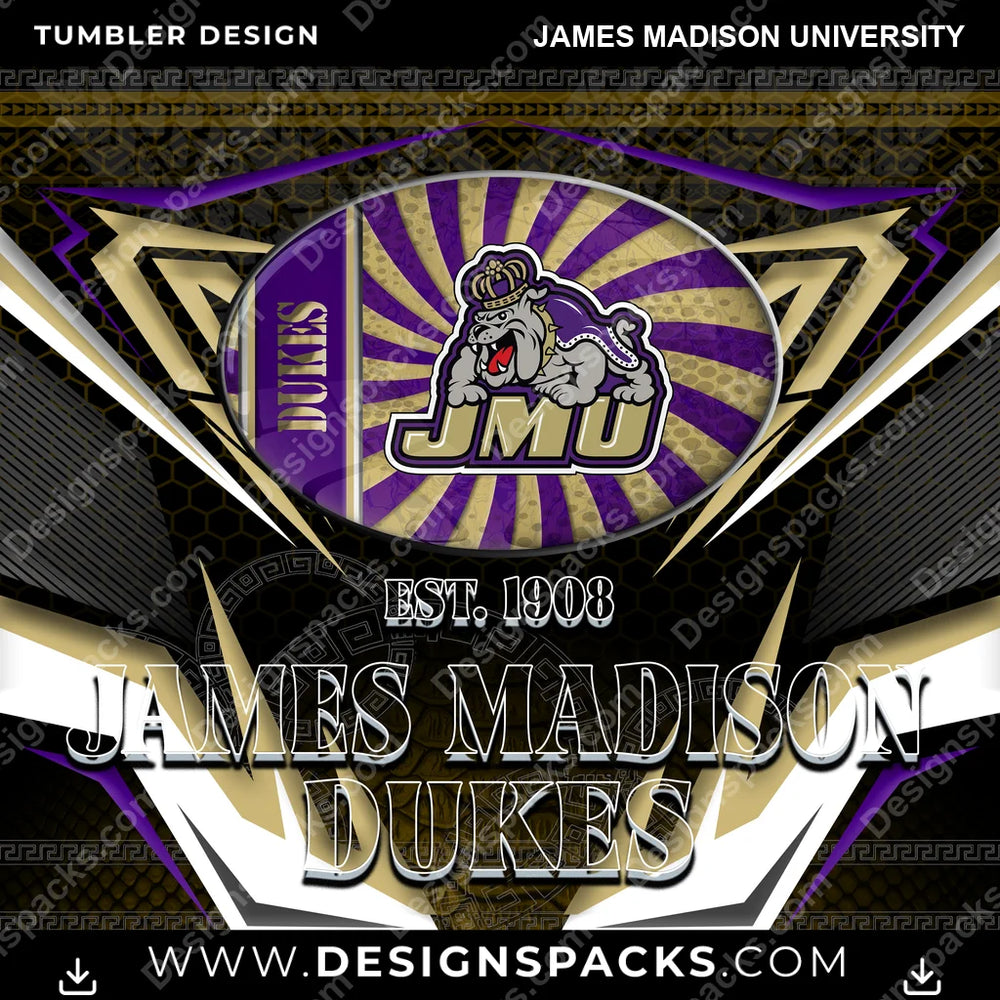 College Sport Tribal James Madison University NCAA College Sport Tumbler Digital Wrap Design Download