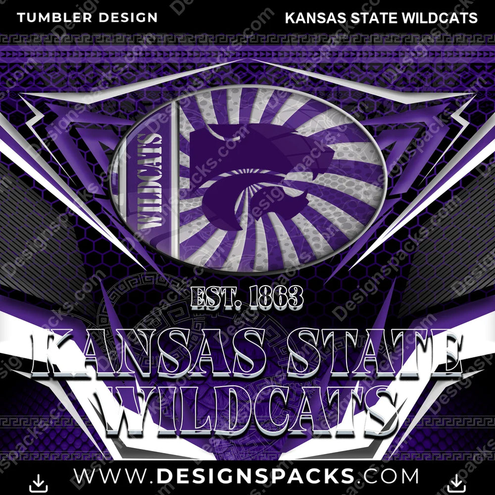 College Sport Tribal Kansas State Wildcats NCAA College Sport Tumbler Digital Wrap Design Download
