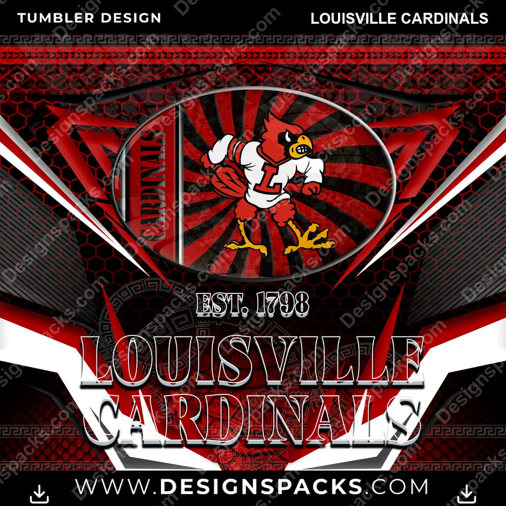 College Sport Tribal Louisville Cardinals NCAA College Sport Tumbler Digital Wrap Design Download