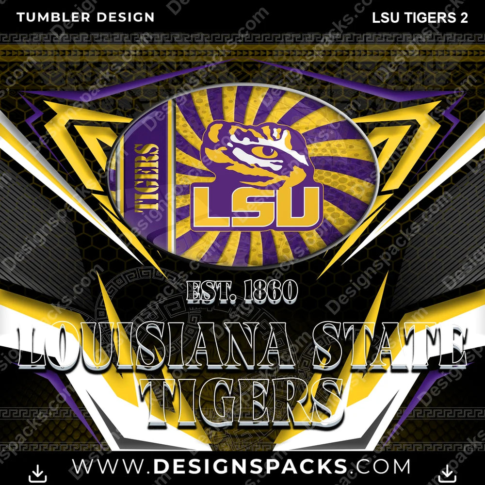 College Sport Tribal LSU Tigers 2 NCAA College Sport Tumbler Digital Wrap Design Download