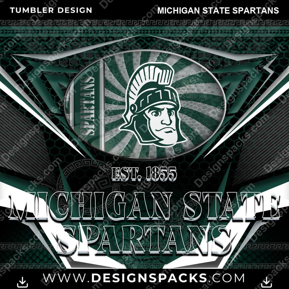 College Sport Tribal Michigan State Spartans NCAA College Sport Tumbler Digital Wrap Design Download