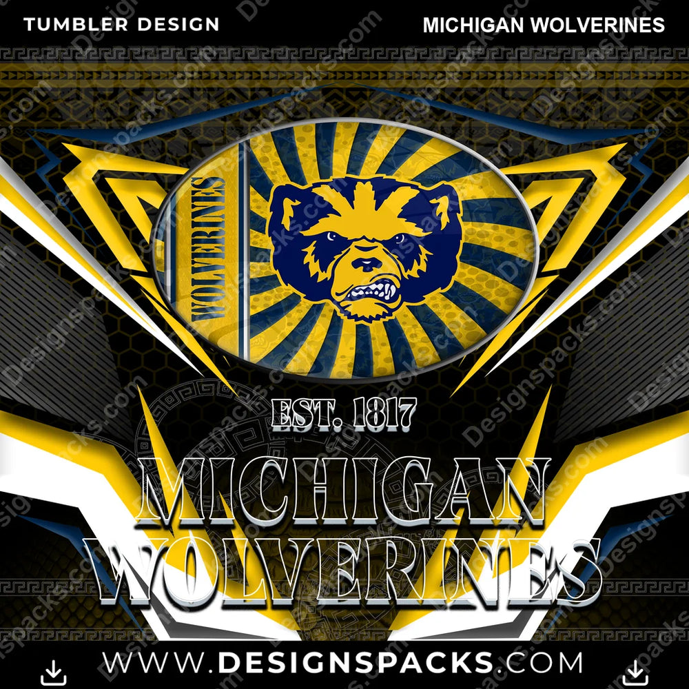 College Sport Tribal Michigan Wolverines NCAA College Sport Tumbler Digital Wrap Design Download