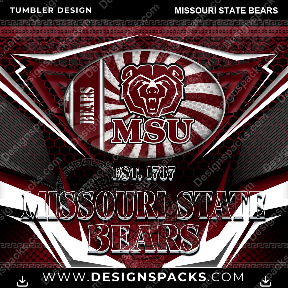 College Sport Tribal Missouri State Bears NCAA College Sport Tumbler Digital Wrap Design Download
