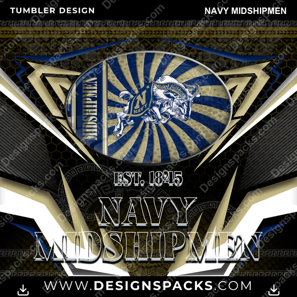 College Sport Tribal Navy Midshipmen NCAA College Sport Tumbler Digital Wrap Design Download