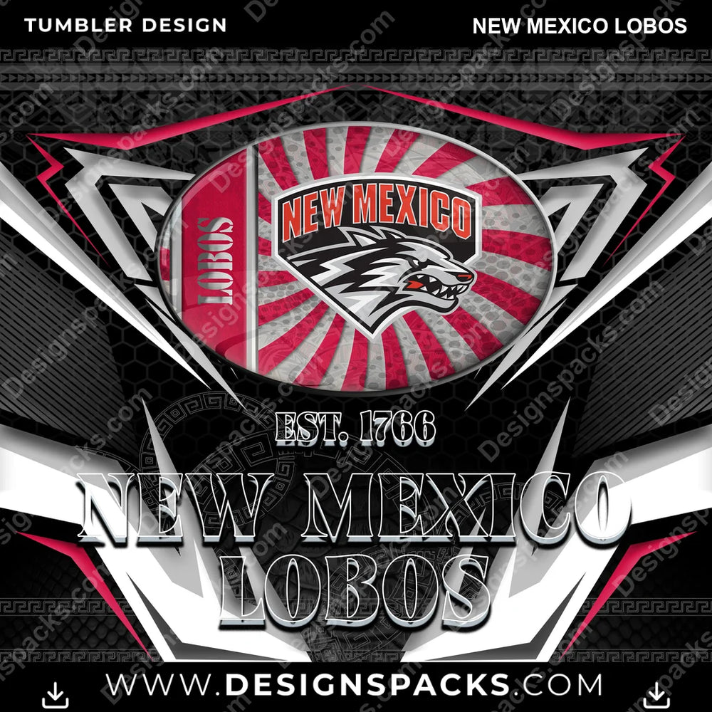 College Sport Tribal New Mexico Lobos NCAA College Sport Tumbler Digital Wrap Design Download