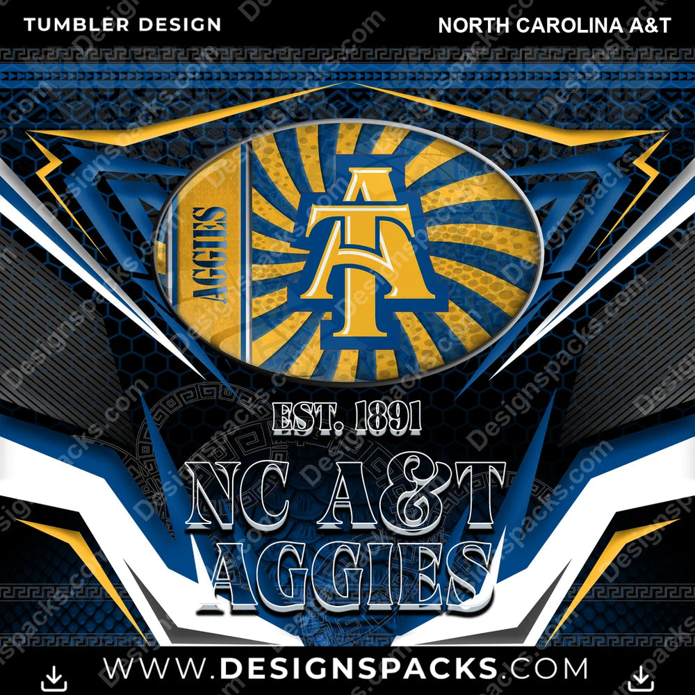 College Sport Tribal North Carolina A&T NCAA College Sport Tumbler Digital Wrap Design Download