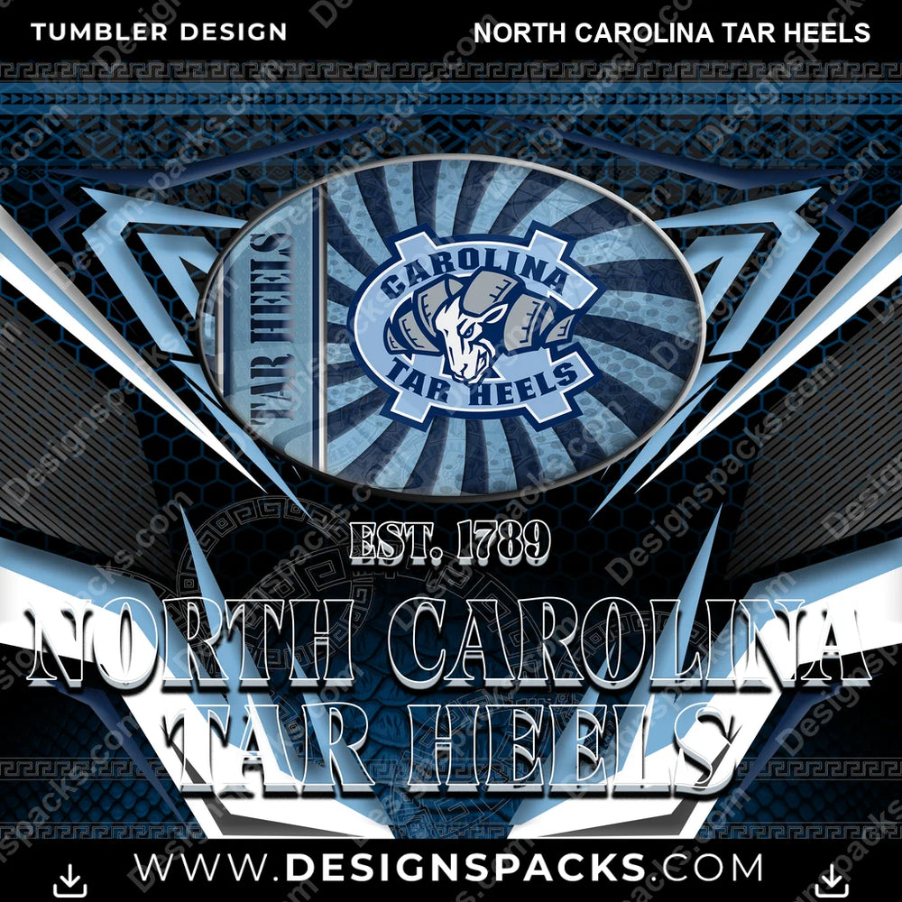 College Sport Tribal North Carolina Tar Heels NCAA College Sport Tumbler Digital Wrap Design Download