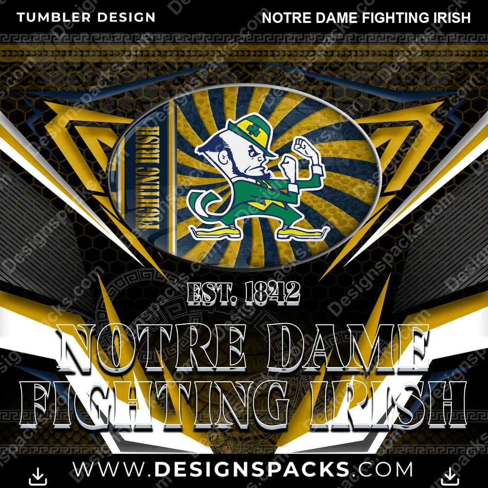 College Sport Tribal Notre Dame Fighting Irish NCAA College Sport Tumbler Digital Wrap Design Download
