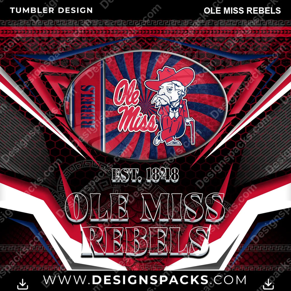 College Sport Tribal Ole Miss Rebels NCAA College Sport Tumbler Digital Wrap Design Download