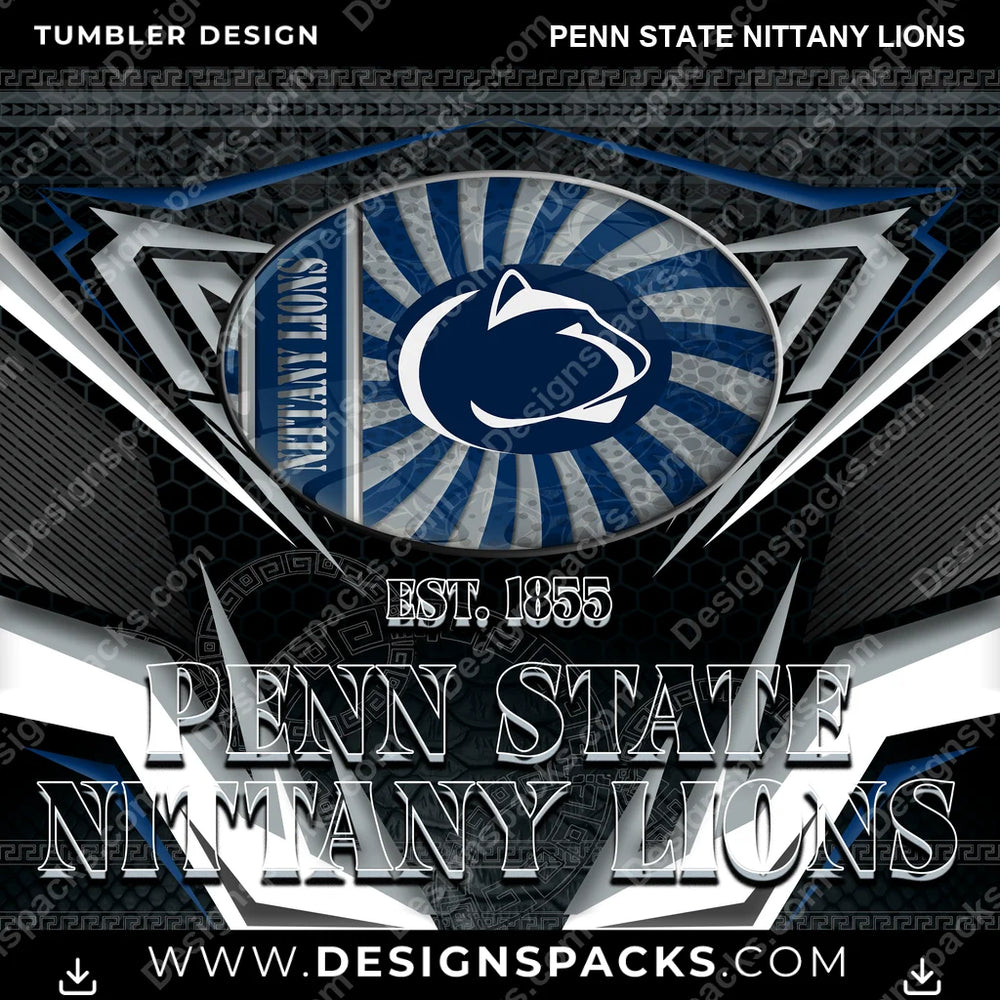 College Sport Tribal Penn State Nittany Lions NCAA College Sport Tumbler Digital Wrap Design Download