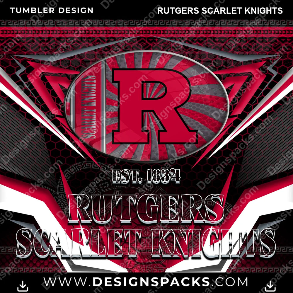 College Sport Tribal Rutgers Scarlet Knights NCAA College Sport Tumbler Digital Wrap Design Download