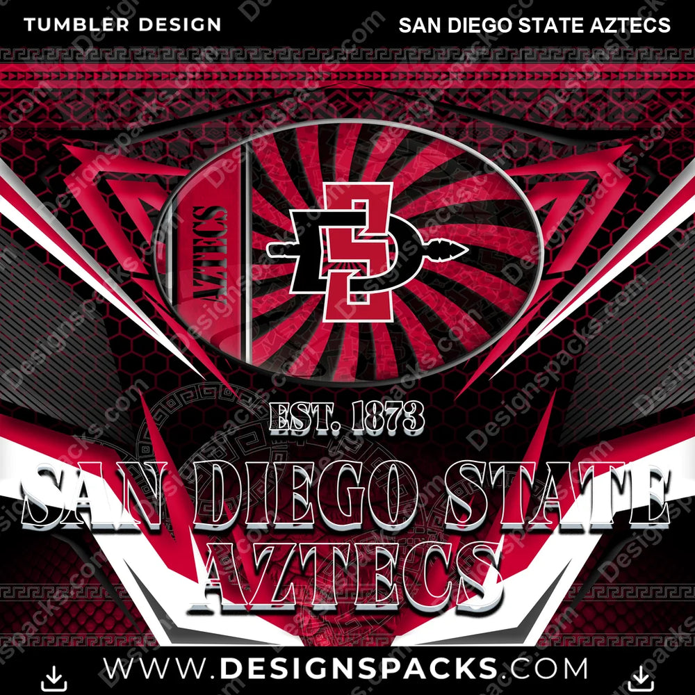 College Sport Tribal San Diego State Aztecs NCAA College Sport Tumbler Digital Wrap Design Download