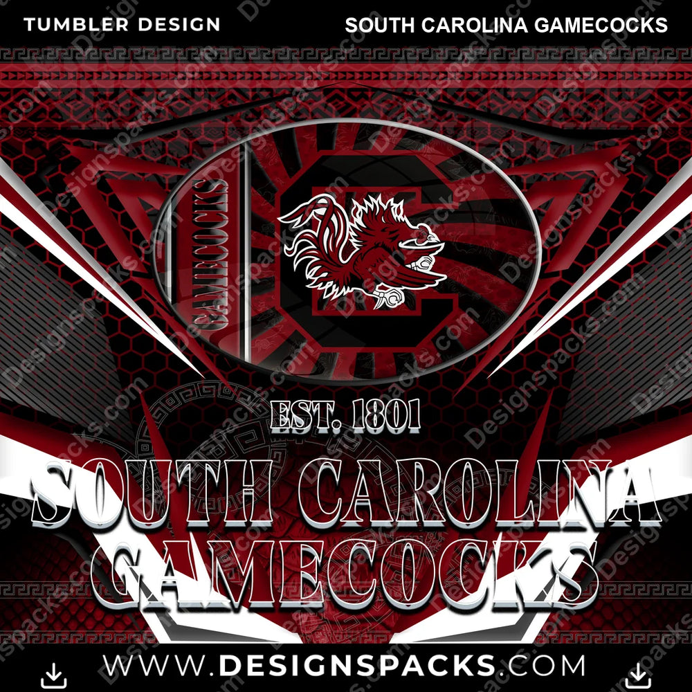 College Sport Tribal South Carolina Gamecocks NCAA College Sport Tumbler Digital Wrap Design Download